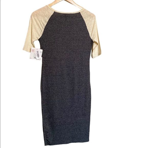 NWT LuLaRoe Gray and Cream Julia Dress Size XXS - Picture 3 of 3